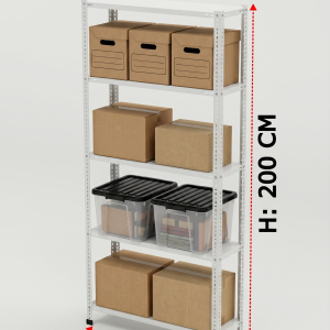 31×93 5 Katlı Beyaz Çelik Raf & Klasör Rafı & Arşiv Rafı