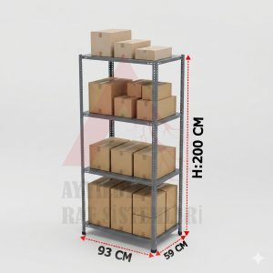 4 Raflı 59x93 Çelik Raf & Depo Rafı & Civatalı Ardiye Rafı