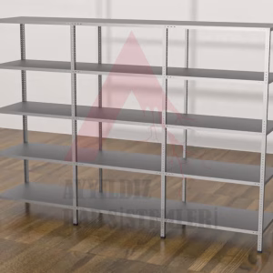 43x279x200 Üçlü Duble Seri Bağlantılı Çelik Raf Sistemi & 5 Katlı Üçlü Çelik Raf