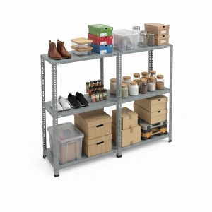 31x186x150 cm 3 Katlı Çelik Raf Sistemi | Elektrostatik Boyalı Metal Depolama Rafı | Ağır Yük Rafı | Depo ve İş Yeri Kullanımına Uygun