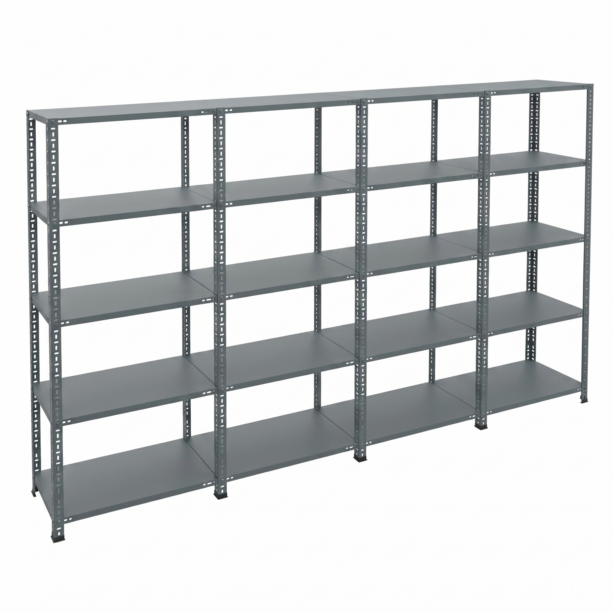 59x372x200 cm Dörtlü Seri Bağlantılı 5 Katlı Modüler Çelik Raf Sistemi – Elektrostatik Fırın Boyalı Çok Amaçlı Depolama ve Ayakkabılık Rafı - Görsel 3