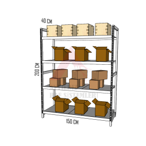 4 Katlı 40x150x200 Hafif Rack Raf Sistemi | 0–250 Kg Kapasiteli Depo Rafı