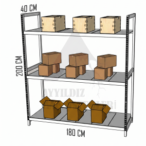 3 Katlı 40x180x200 Hafif Rack Raf Sistemi | 0–250 Kg Kapasiteli Depo Rafı