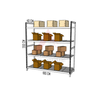4 Katlı 40x180x200 Hafif Rack Raf Sistemi | 0–250 Kg Kapasiteli Depo Rafı